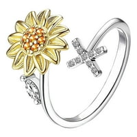 Мишуовоти сончогледово писмо ротирачки прстен за жени моден накит популарни додатоци за сопругата