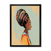 DesignArt 'Портрет на жена од Афроамериканка со модерно уметничко печатење на Turban III'