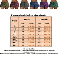 Frontwalk Women Camo Print Shorts Еластична половината плус големина панталони Обични лабави панталони за кратки панталони