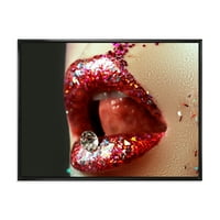 DesignArt „Уметнички девојки усни шминка“ модерна врамена платна wallидна уметност печатење