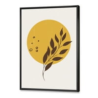 DesignART 'Апстрактна месечина и жолто сонце со тропски лист II' модерна врамена платно wallидна уметност печатење