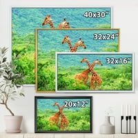DesignArt 'Два жирафи се борат во бујна зелена дива ’фарма куќа врамена платно за печатење на wallидови од wallидови