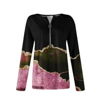 Ројалове Долги Ракави Патент Кошули За Жени Печатење Графички Маици Блузи Обични Плус Големина Основни Врвови Пуловер