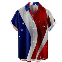 Менс модерно знаме на Денот на независноста 3Д дигитално печатење Персонализирано модно лаптено копче маица кошула со кратки