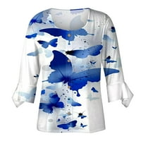 Ракави Кошули За Жени Шема Печатење Графички Копчиња Маици Блузи Обични Плус Големина Основни Врвови Пуловер