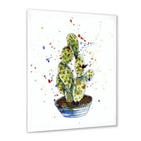 DesignArt 'Апстрактна кактус houseplant' Традиционална врамена уметничка печатење