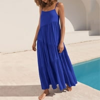 quqpe летни фустани за жени обични лабави боемски цветни полкови точка долга плажа фустан обичен пукнат проток макси фустан