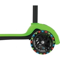 Скутер за кик на џетсон магла со LED тркала за осветлување, зелена боја